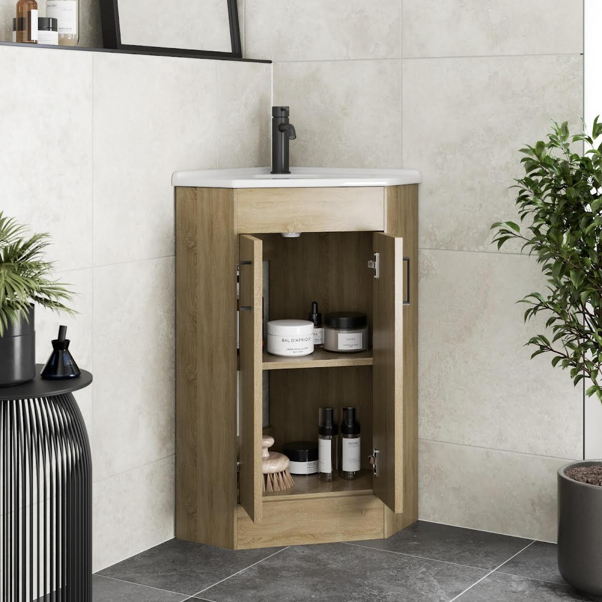 alpine-oak-double-door-corner-vanity-unit-585mm