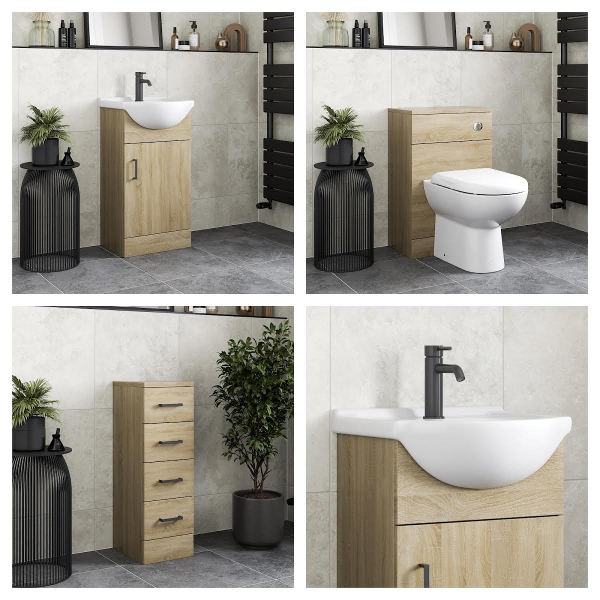 alpine oak toilet basin and vanity unit combination pack