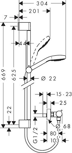 hansgrohe-croma-select-s-ecostat-comfort-thermostatic-bar-mixer-shower-27013400