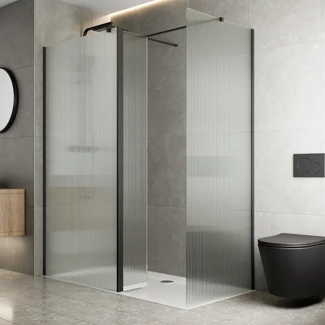 diamond-fluted-wet-room-shower-screen-1000-x-800mm-with-hinged-return-panel-8mm-black