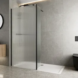 diamond-fluted-wet-room-shower-screen-700mm-with-hinged-return-panel-8mm-black