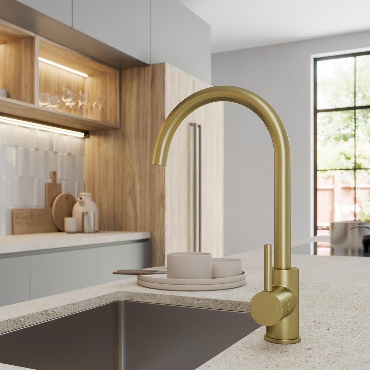 sauber-carena-brushed-brass-kitchen-mixer-tap-swan-neck