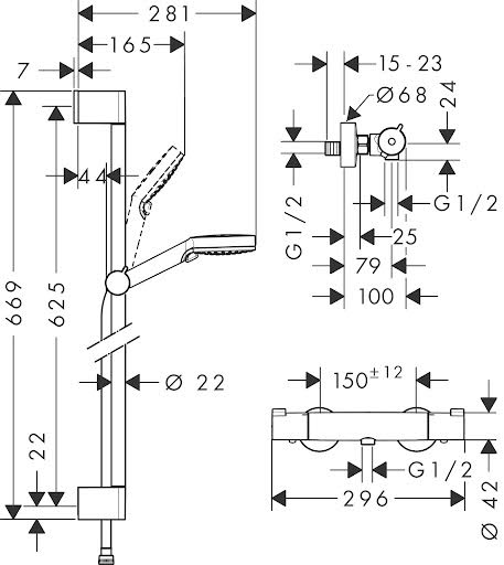 hansgrohe-crometta-ecostat-thermostatic-bar-mixer-shower-27812400