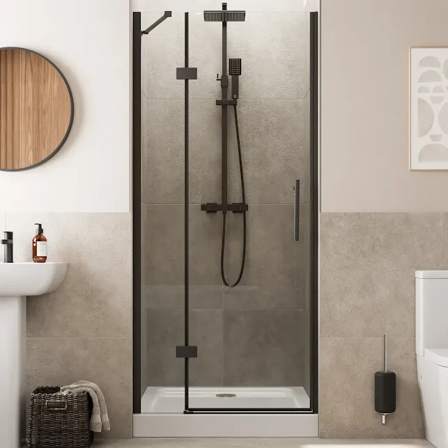 diamond-frameless-hinged-shower-door-900mm-with-900-x-900mm-raised-tray-and-waste-8mm-black