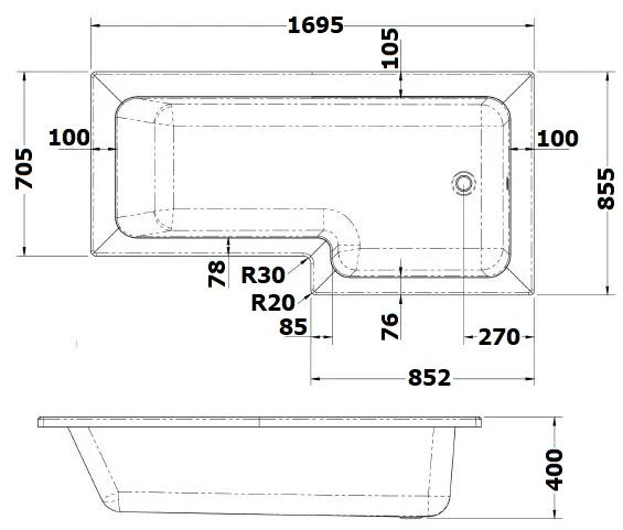 ceramica-l-shaped-1700mm-shower-bath-black-shower-screen-bath-panel-rh