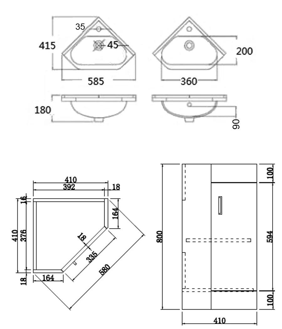 alpine-black-single-door-corner-vanity-unit-585mm