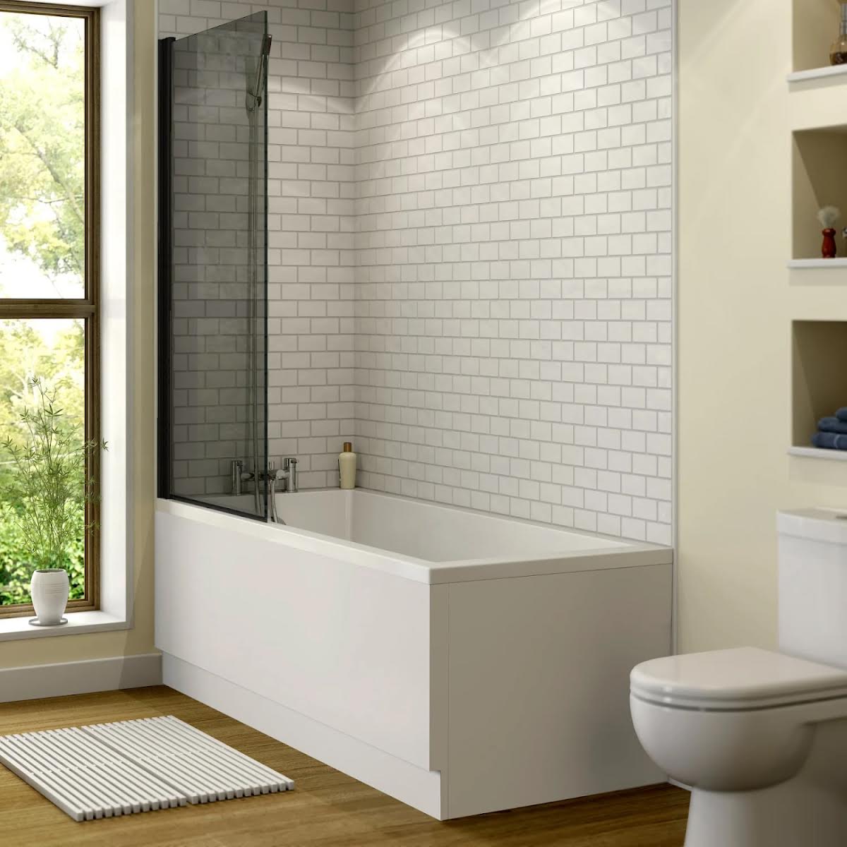 ceramica-straight-square-bath-bundle-1700-x-700mm-with-black-square-shower-screen-front-bath-panel