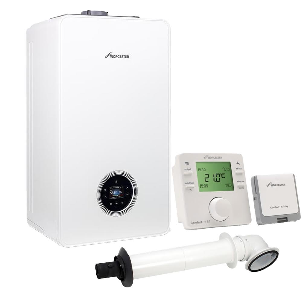 worcester-greenstar-4000-24kw-system-gas-boiler-horizontal-flue-comfort-ii-rf-thermostat