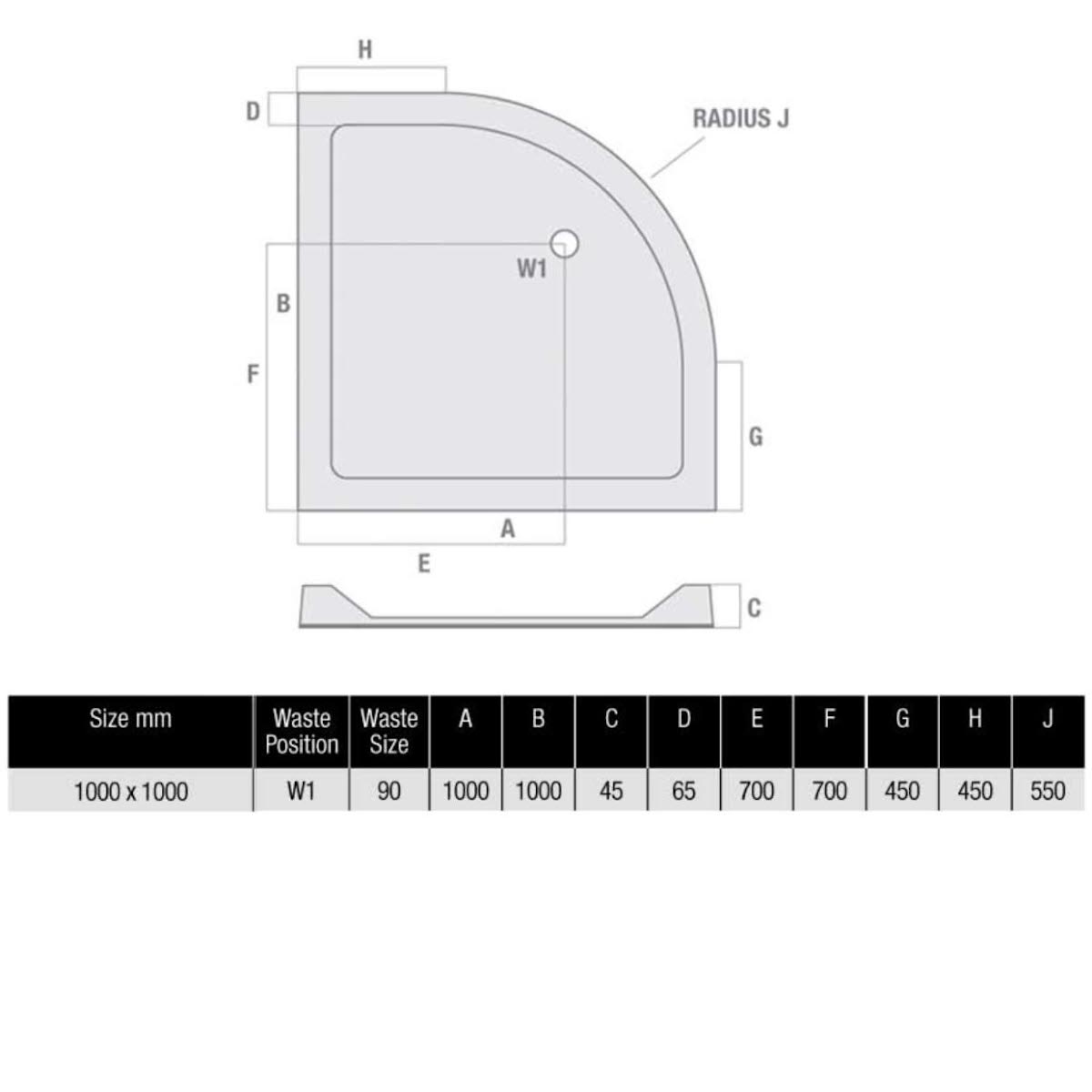 podium-low-profile-1000-x-1000mm-quadrant-non-slip-shower-tray-with-waste