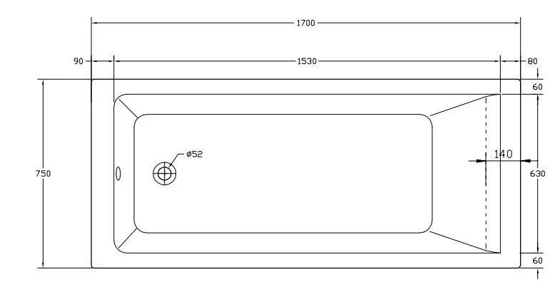 ceramica-single-ended-square-bath-1700-x-750mm