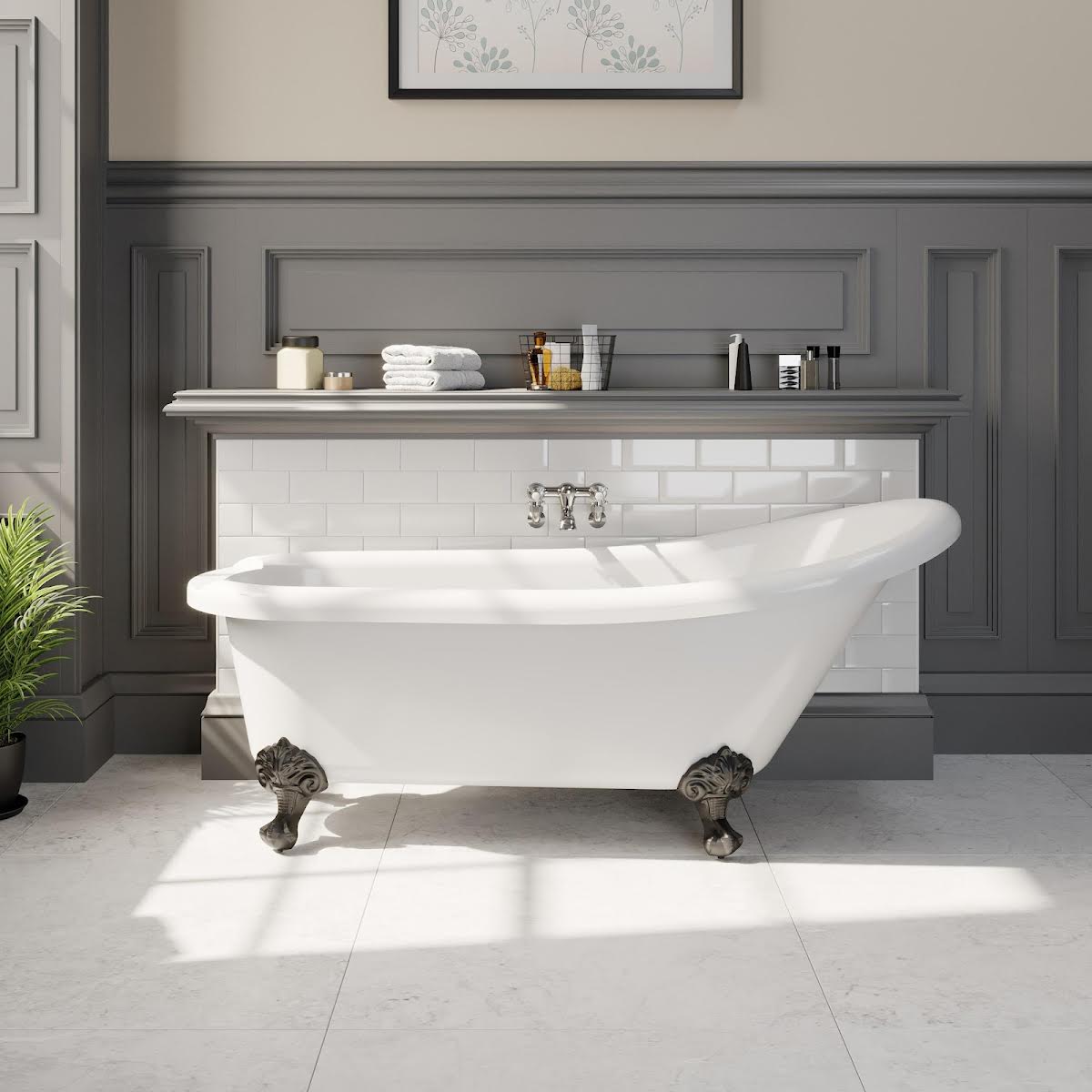 park-lane-buxton-freestanding-1550-x-750mm-roll-top-bath-with-black-ball-feet