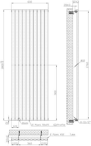 duratherm-vertical-oval-tube-single-panel-designer-radiator-1800-x-600mm-black