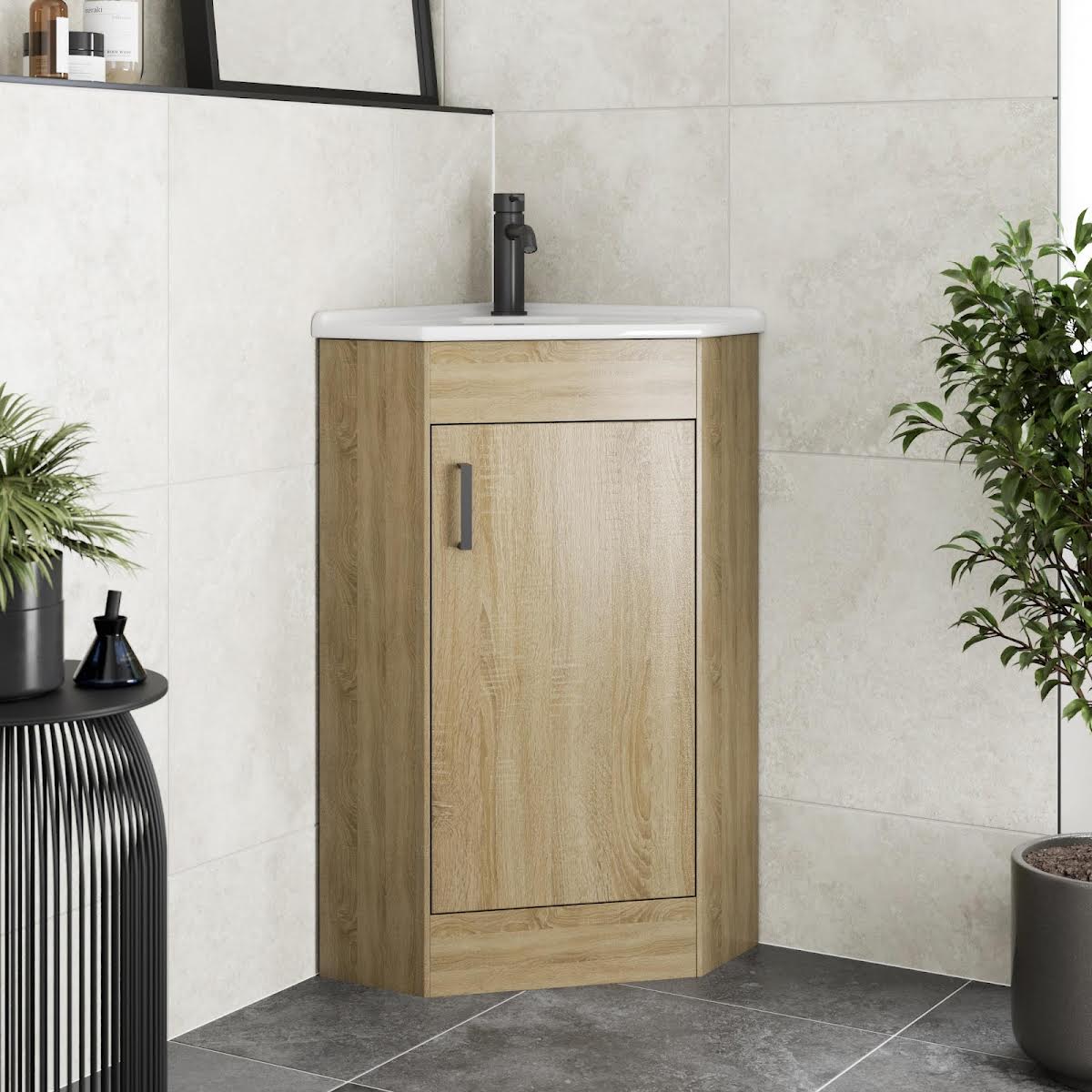 alpine-oak-single-door-corner-vanity-unit-585mm