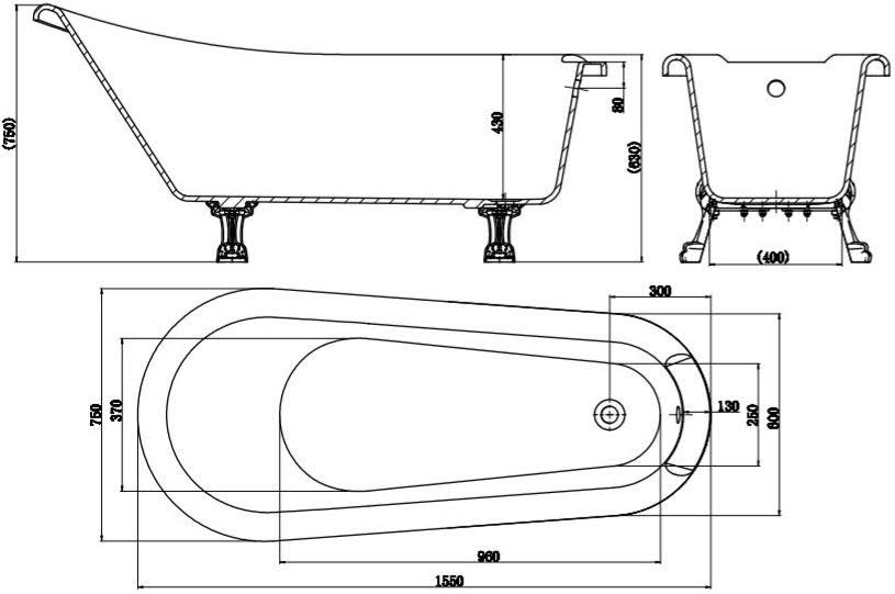 park-lane-buxton-freestanding-1550-x-750mm-roll-top-bath-with-black-ball-feet