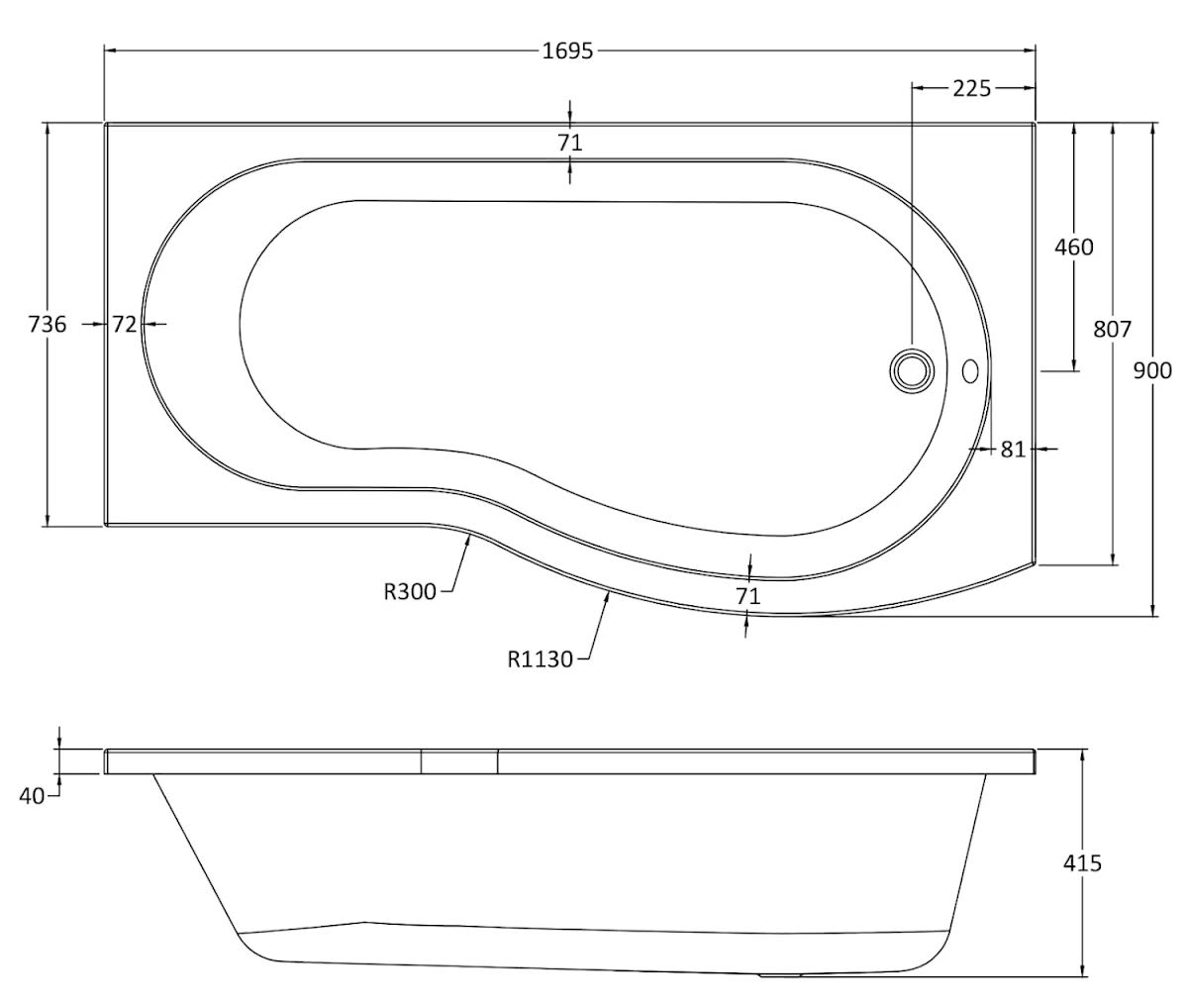 ceramica-p-shaped-1700mm-shower-bath-black-mixer-shower-bath-screen-panel-rh