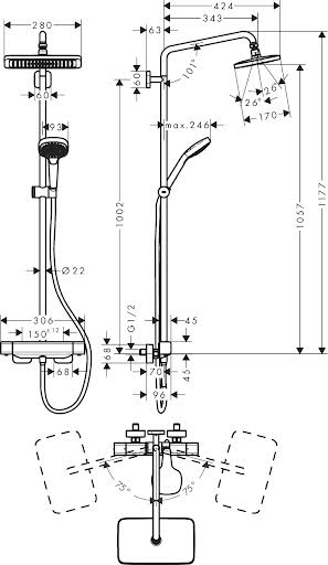 hansgrohe-croma-e-thermostatic-mixer-shower-square-drench-round-handset-27630000