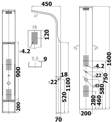 merano-thermostatic-shower-tower-panel-with-handset-2-body-jets-matt-black