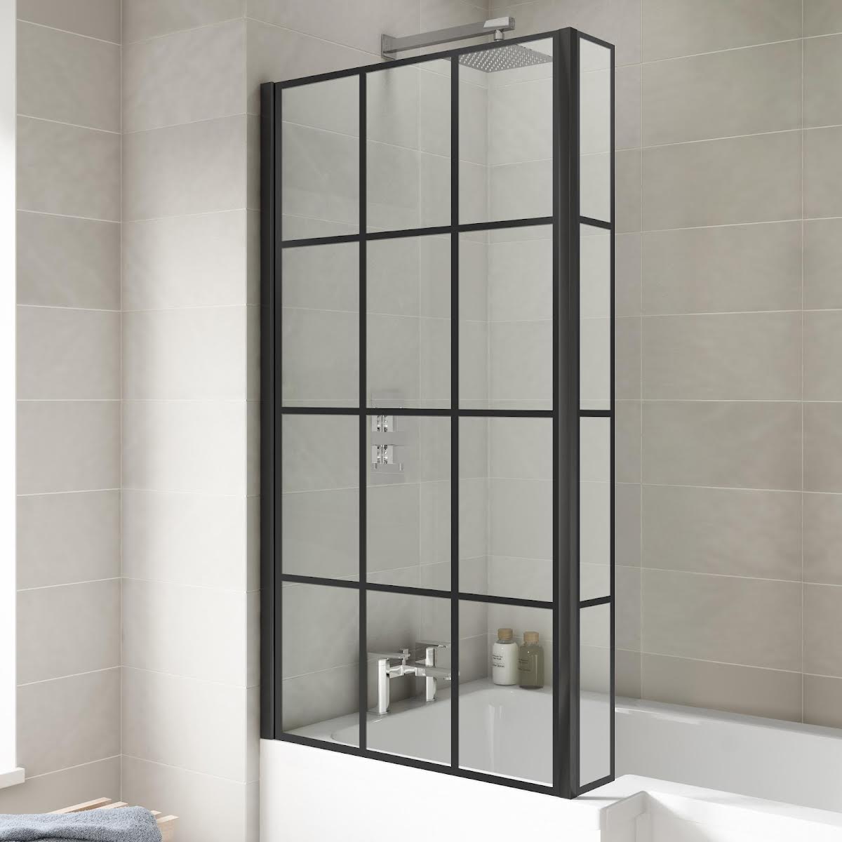 affine-royan-black-bathroom-suite-with-l-shape-shower-bath-1700-full-pedestal-basin-left-hand