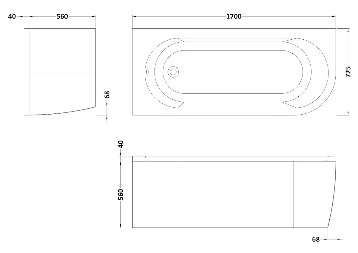 ceramica-j-shaped-1700mm-shower-bath-curved-shower-screen-single-ended-lh