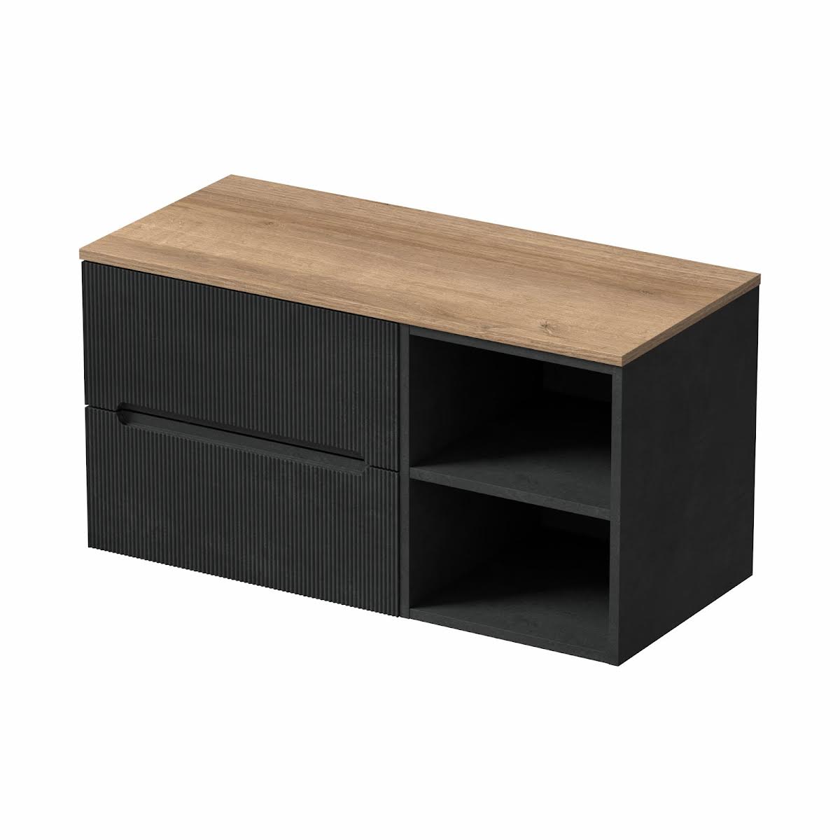 vitusso-fluted-black-wall-hung-bathroom-vanity-unit-without-basin-1000mm-oak-top