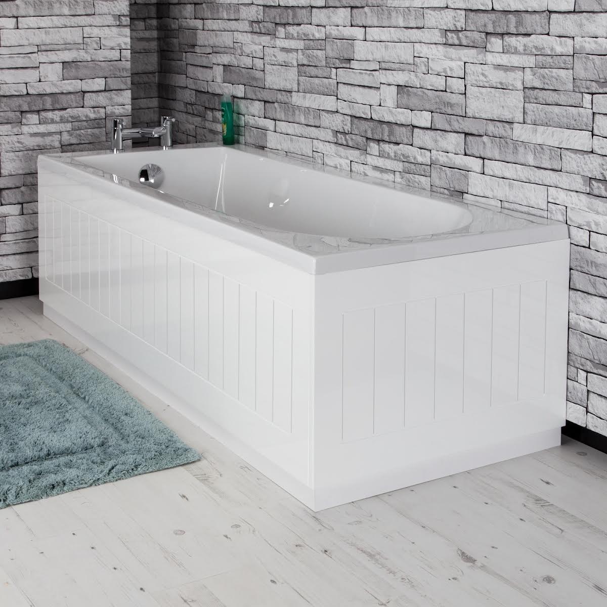 Ceramica Tongue & Groove Bath End Panel White 700mm