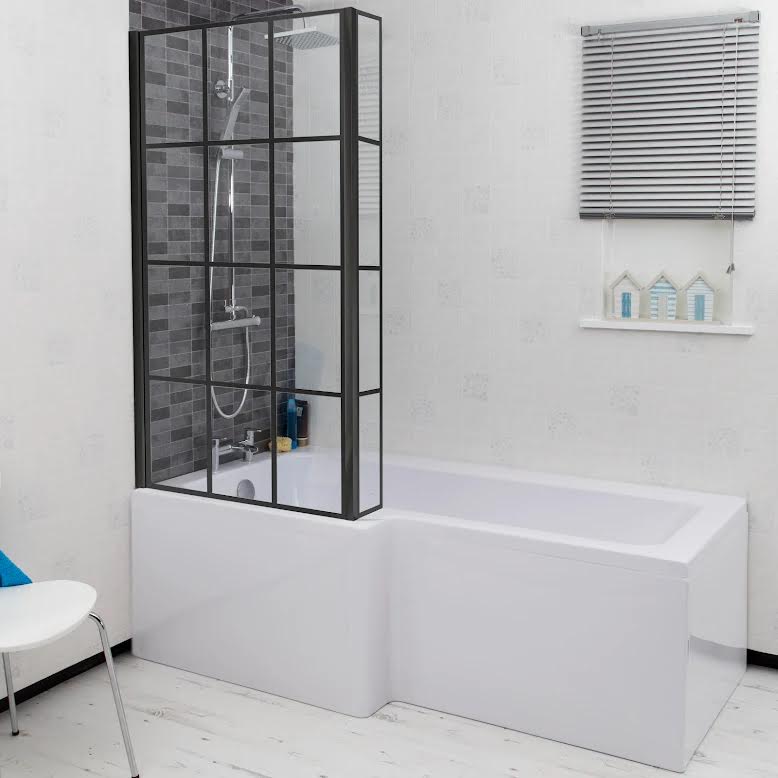 ceramica-l-bath-bundle-1500mm-left-hand-including-black-grid-shower-screen-and-front-bath-panel